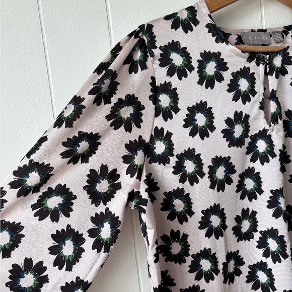 Ted Baker Floral Print Blouse Light Pink | Size Large - Picture 5 of 9